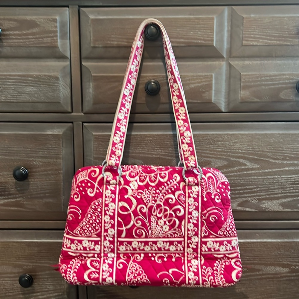 Vera Bradley Handbag Shoulder Pink ~Raspberry Floral 🌸 Retired Great Condition